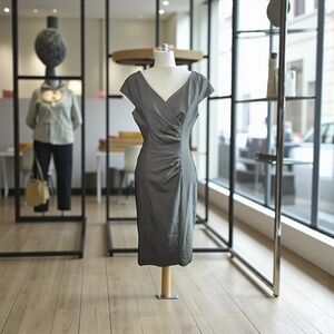 Muxxn Darker Gray Pencil Dress | Slight Ruching 
Cap Sleeve | Size L